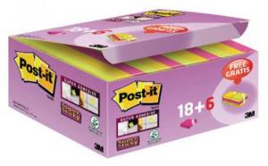 KARTECZKI POST-IT SUPER STICKY 47.6X47.6MM (622-P24SSCOL) MIX KOLORÓW (24X90)